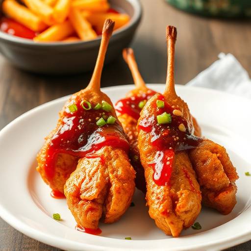 A plate of spicy and crispy Walkie Talkies (chicken feet and heads).