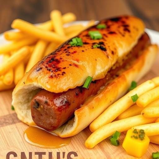 A sizzling Boerewors roll with mustard and relish.
