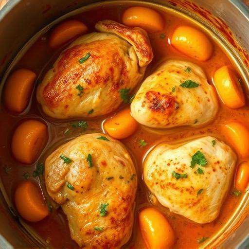 Chicken Bredie simmering in a pot